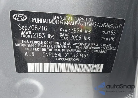 2017 Hyundai Elantra Se from USA, damaged, VIN 5NPD84LFXHH129461